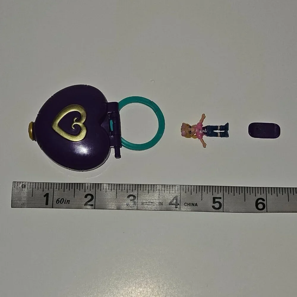 Mattel Mini Polly Pocket World Purple Heart Compact Pink Scooter Lot AS IS READ